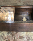 Aged Copper farmhouse sink with flat grid, Farmhouse Sink 30"