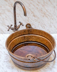 copper bucket wash basin with faucet