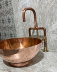 Handcrafted copper vessel sink, Custom Sized Bathroom sink 