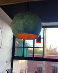 Oxidized Copper Round Pendant Light, Farmhouse  light fixture