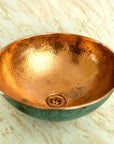 Oxidized Copper vessel sink Bathroom, Green Copper Wash Basin Sink Bathroom