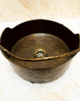 Rustic Brass Hammered Round Bathroom Sink, Aged Brass Vessel sink for bathroom