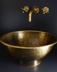 Rustic Brass Vessel sink for Bathroom, Hammered Antique Brass Wash Basin