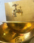 Solid Brass Wall Mounted Bathroom Sink With  Brass faucet, Rounded Wall Hung Sink