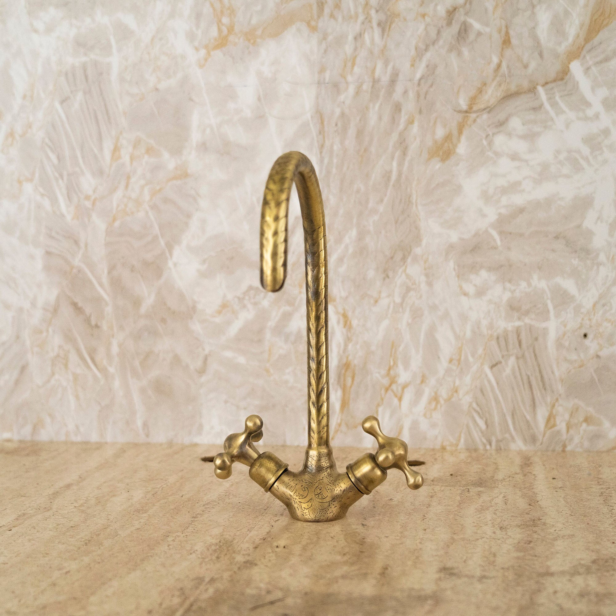 Solid brass Gooseneck faucet, Unlacquered Brass Bathroom Faucet