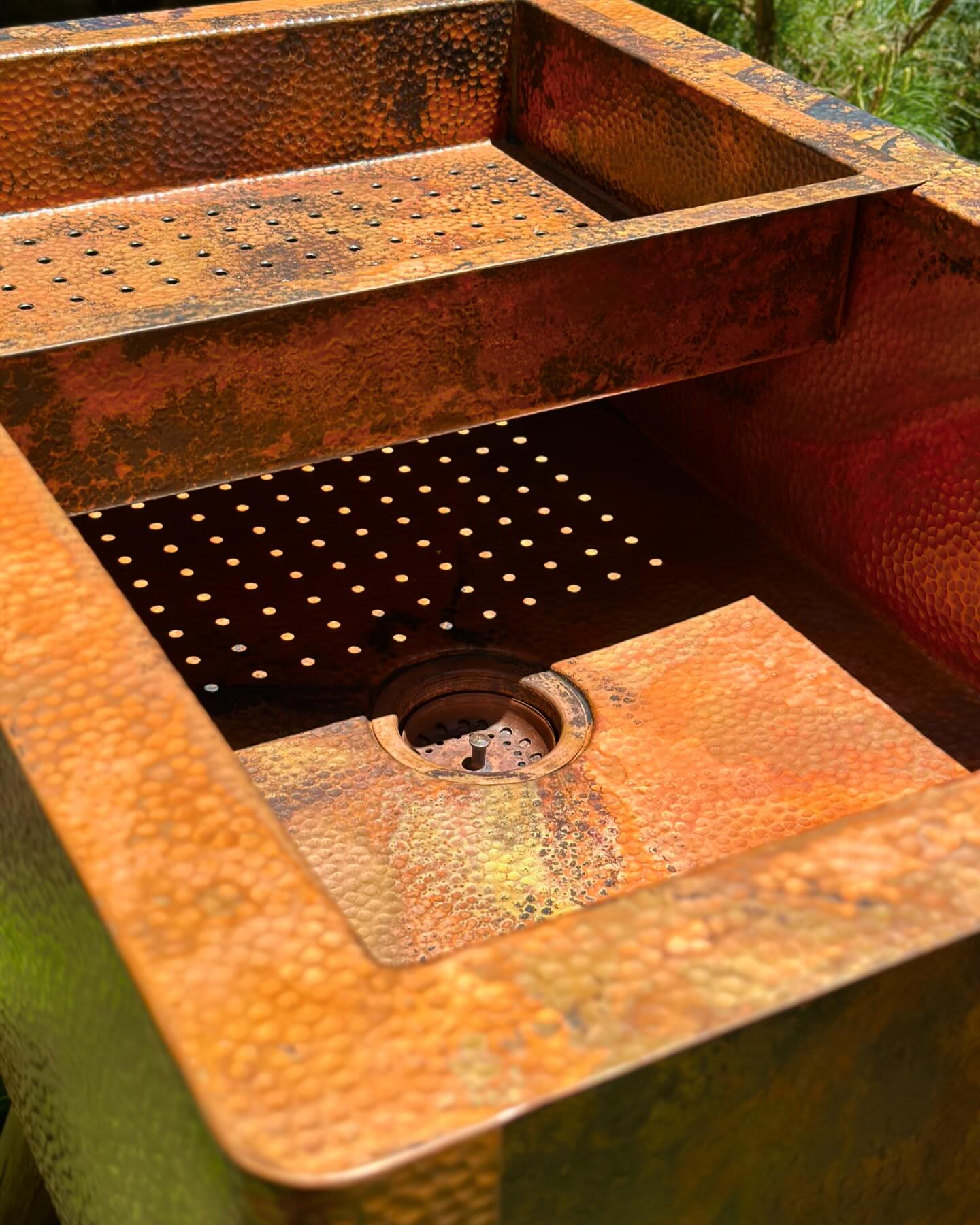 Copper Single Bowl Farmhouse Kitchen Sink With Drain Board