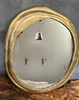 Vintage Brass Wall Mirror, Unlacquered Brass Wall Mirror, Circular Wall Mirror, Round Hanging Mirror