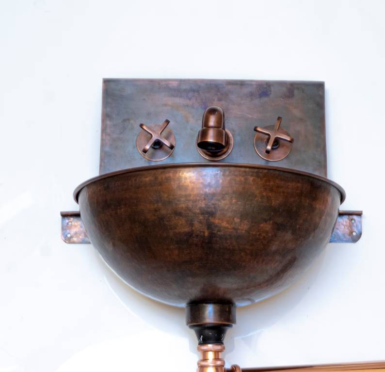 Bathroom Sink With Copper Mixer Fauce