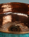 Handmade Copper Patina Bathroom Vessel Sink ,Round Vessel sinks for bathroom