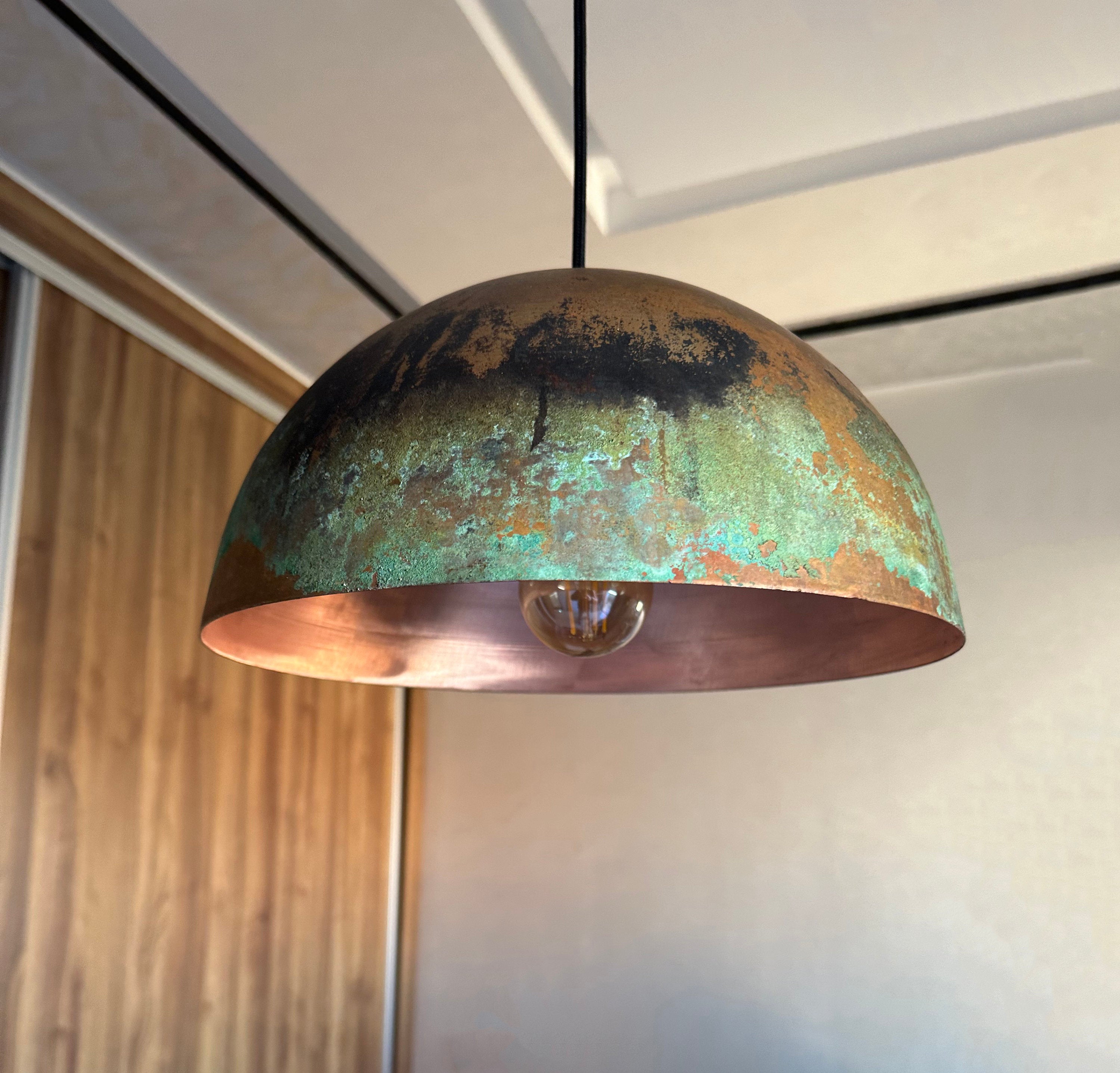 Handcrafted Copper Island Kitchen Lighting, Copper Dome Pendant Light Fixture