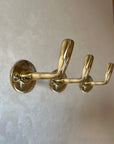 Set of 3  Unlacquered Brass Wall Hooks- Handcrafted Coat Hanger-Towel Hook for Bathrooms & Kitchens