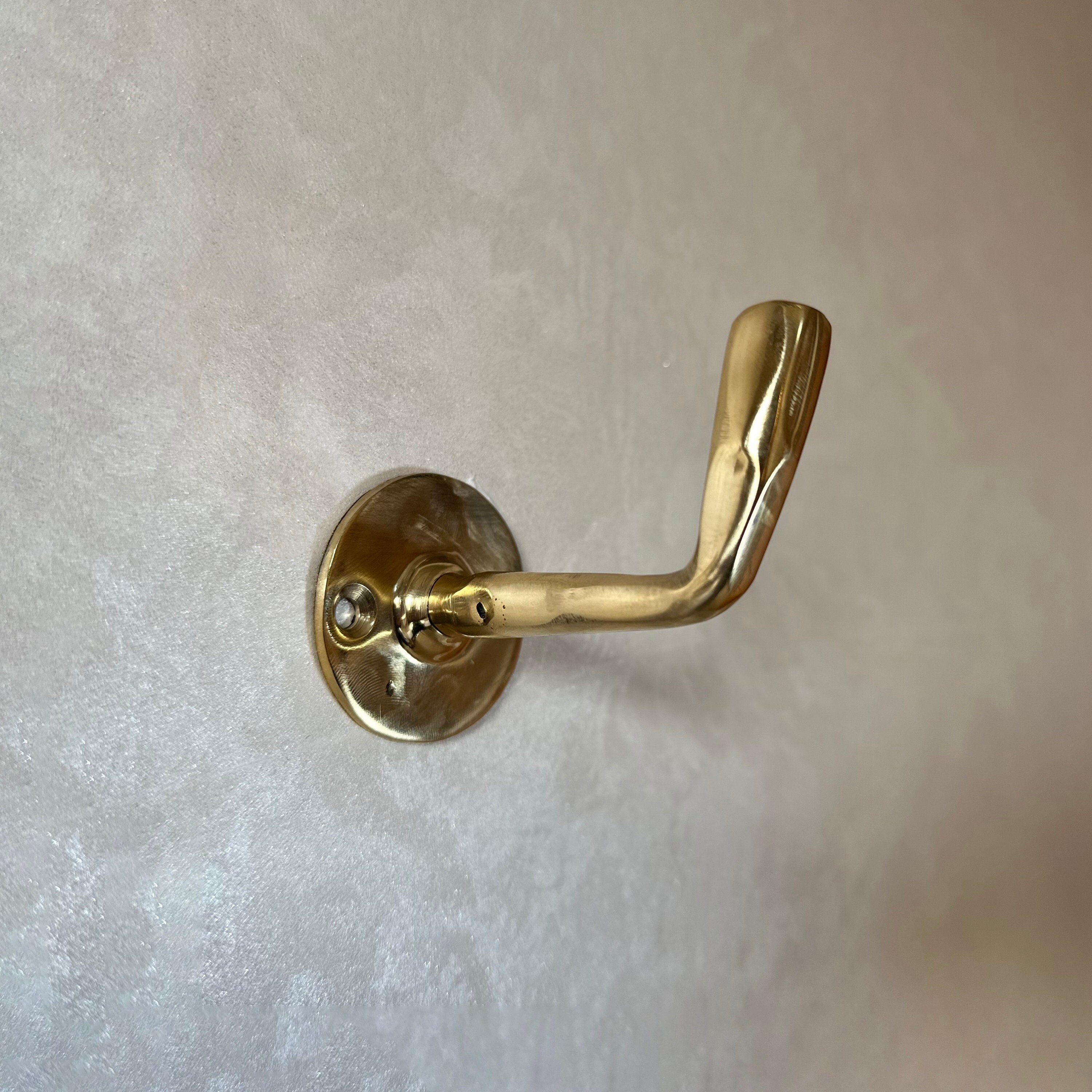 Unlacquered Brass Hooks for Wall, Handracfted Brass Bathroom Hooks