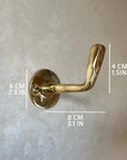 Set of 3  Unlacquered Brass Wall Hooks- Handcrafted Coat Hanger-Towel Hook for Bathrooms & Kitchens