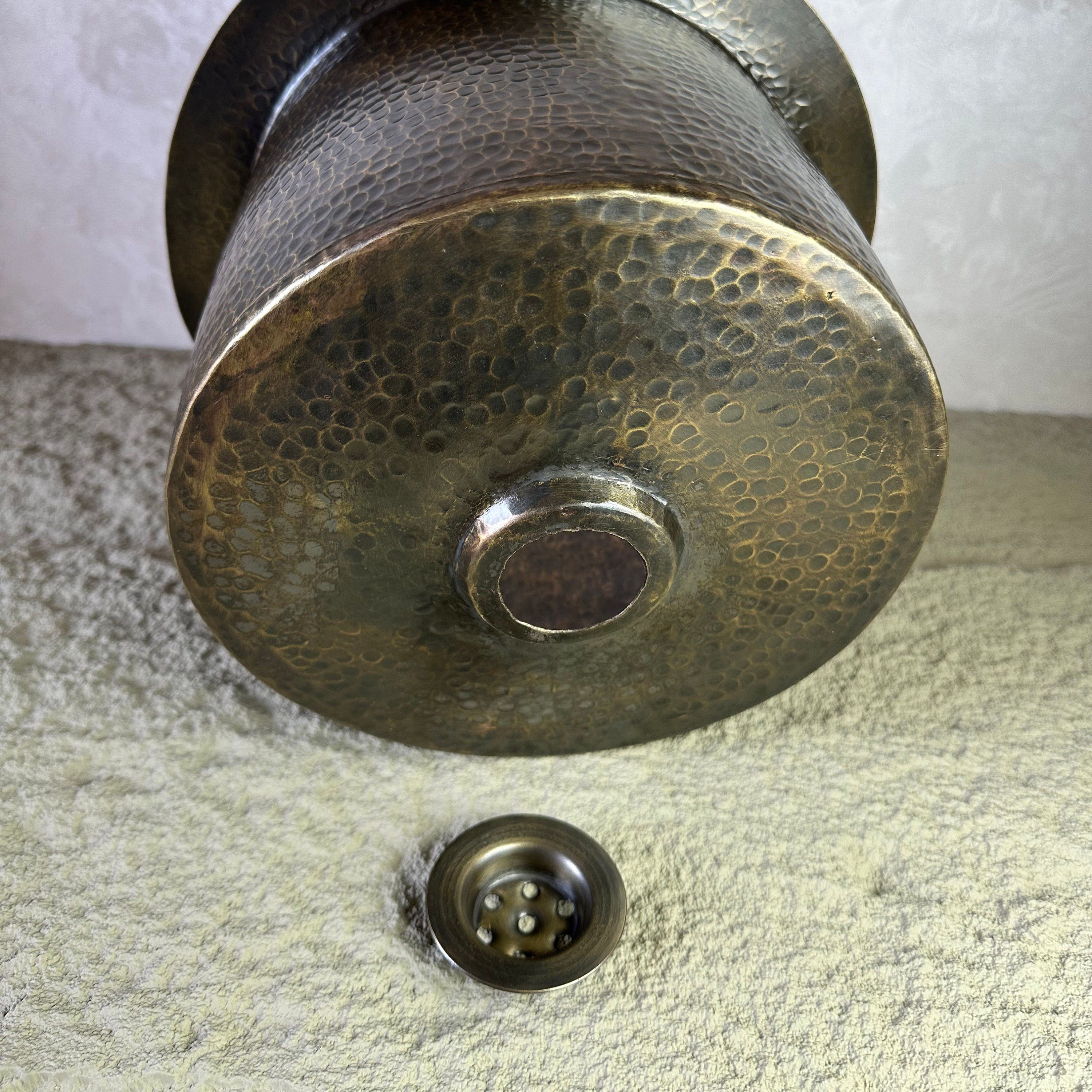 Patina Brass Round Bar Sink, Round Bronze Sink including drain
