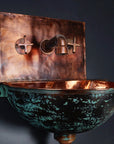 Oxidized Copper Wall mounted Bathroom Sink With Mixer Faucet